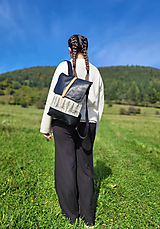 Batohy - Ruksak (bavlna, ľan, koža) stromčeky - 17812657_