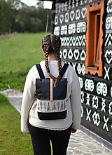 Batohy - Ruksak (bavlna, ľan, koža) stromčeky - 17814185_