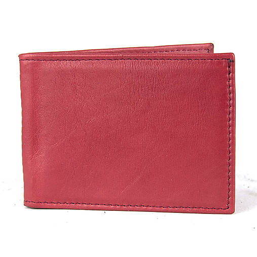 Peňaženky - Kožené púzdro na karty a vizitky, červená farba - 17812796_