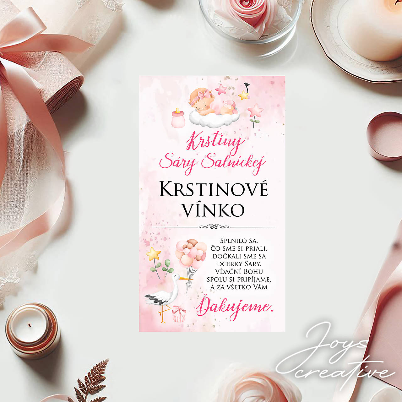 Samolepiace etikety na krst na víno/pálenku  (vínko)