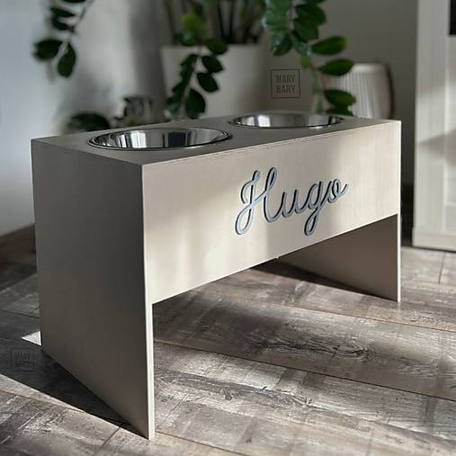 Pre zvieratá - Vyvýšený stojan na misky pre psa Simple KRÉMOVÝ - viac veľkostí - 17813673_