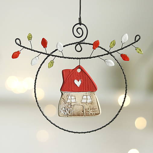 Dekorácie - domček- vianočná dekorácia - 17815220_