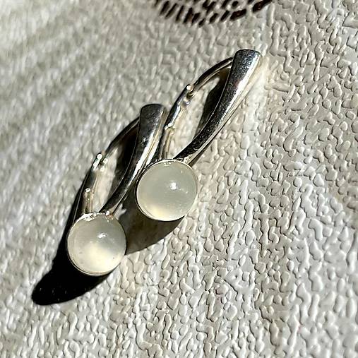 White Moonstone Ag925 Earrings / Náušnice s bielym mesačným kameňom A100