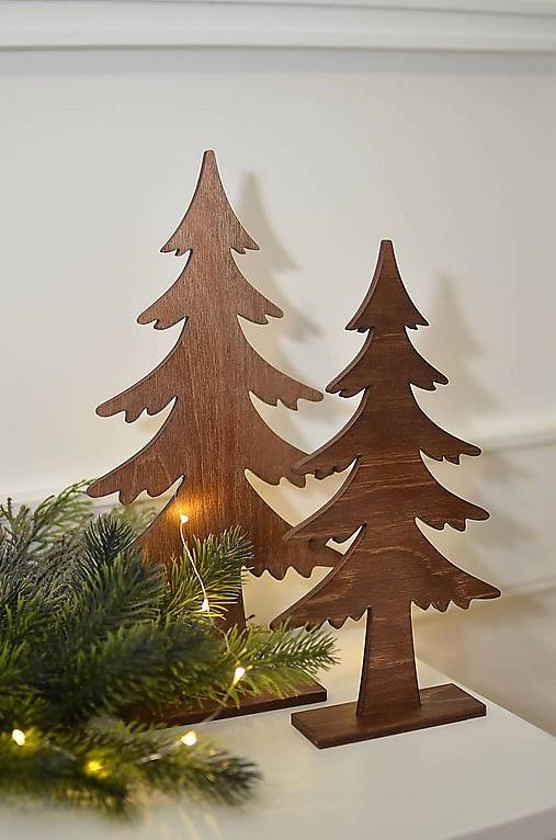 Dekorácie - Drevený hnedý stromček - 17817368_