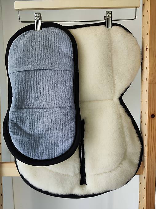 Detský textil - Vlnienka podložka do autosedačky 0+  Nuna Arra  Flex 100% Merino top super wash 100% Mušelin šedý  - 17816608_