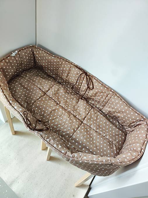 Detský textil - Vlnienka Hniezdo do vaničky kočíka 100% bavlna Hviezdička béžová na mieru - 17816647_