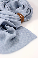 Pánske doplnky - Elegantny pánsky ľanový šál svetlomodrej farby – 100 % prírodný ľan, ľahký, štýlový, v darčekovej krabičke - 17815896_