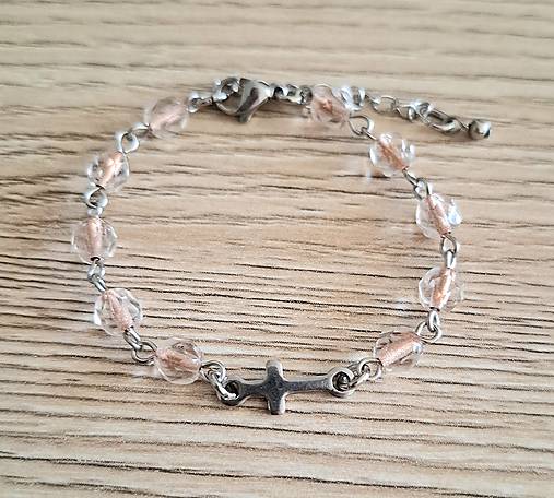 Náramky - Ruženec/náramok  /oceľ/ (zlatohnedá) - 17817405_