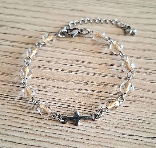 Náramky - Ruženec/náramok  /oceľ/ (zlatá) - 17817407_