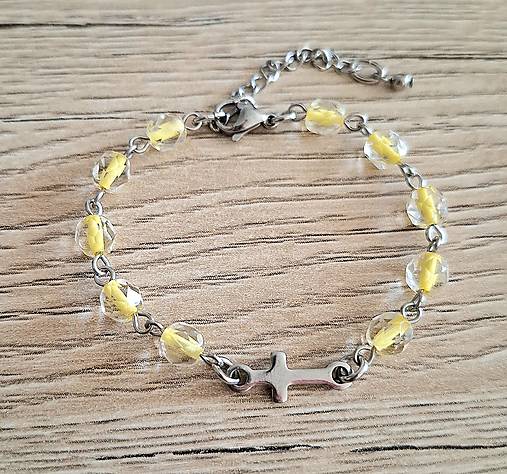 Náramky - Ruženec/náramok  /oceľ/ (žltá) - 17817409_