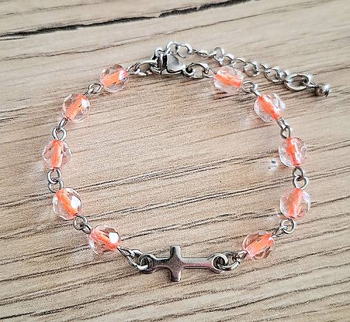 Náramky - Ruženec/náramok  /oceľ/ (losos) - 17817419_