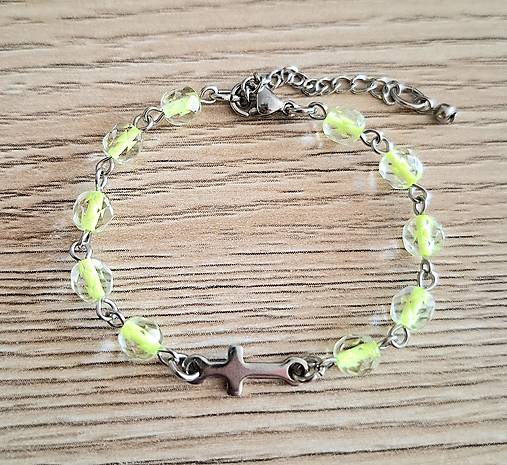 Náramky - Ruženec/náramok  /oceľ/ (žltá neon) - 17817425_