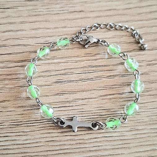 Náramky - Ruženec/náramok  /oceľ/ (zelená neon) - 17817427_