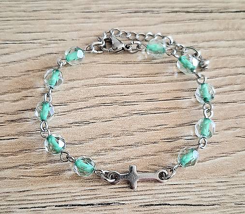 Náramky - Ruženec/náramok  /oceľ/ (zelená) - 17817439_