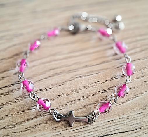 Náramky - Ruženec/náramok  /oceľ/ (cyklamén) - 17817452_