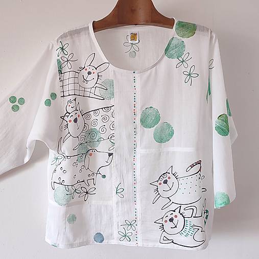 Blúzky a košele - SE ZVÍŘÁTKY - organdi halenka - 17816957_