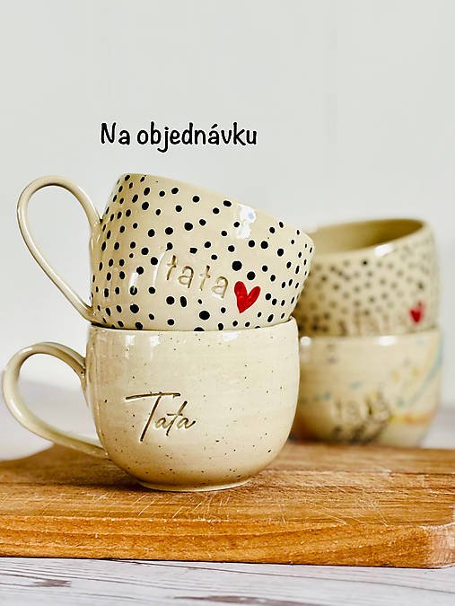 Capuuccino šálka maľovaná tata NA OBJEDNÁVKU (200ml, su uškom)
