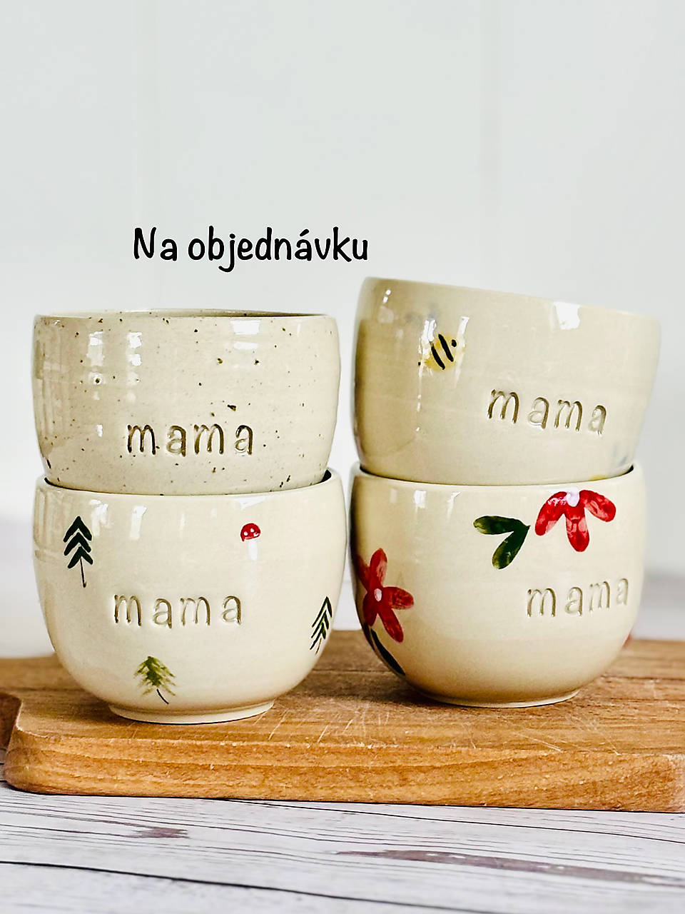 Cappuccino pohárik maľovaný mama NA OBJEDNÁVKU (200ml, bez uška)