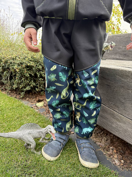 Detské oblečenie - Dětské softshellové nohavice Dino - 17817287_