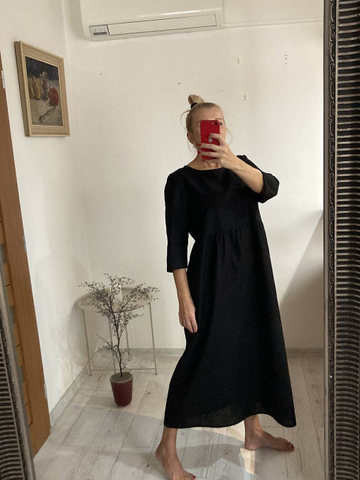 Šaty - Ľanové Šaty - NOIR - 17816730_