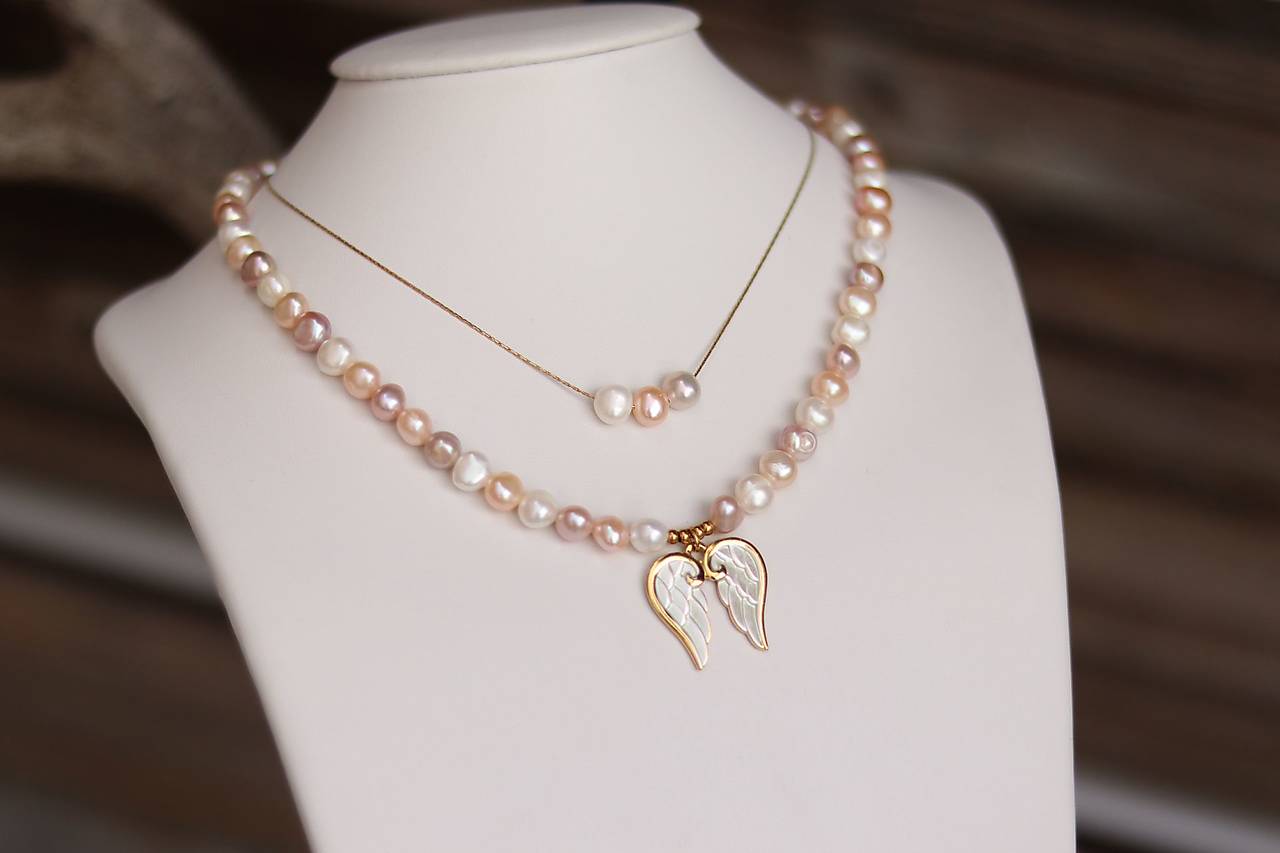 Perlový náhrdelník tricolor