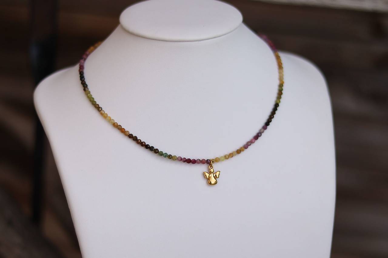 Náhrdelník choker turmalín, anjel