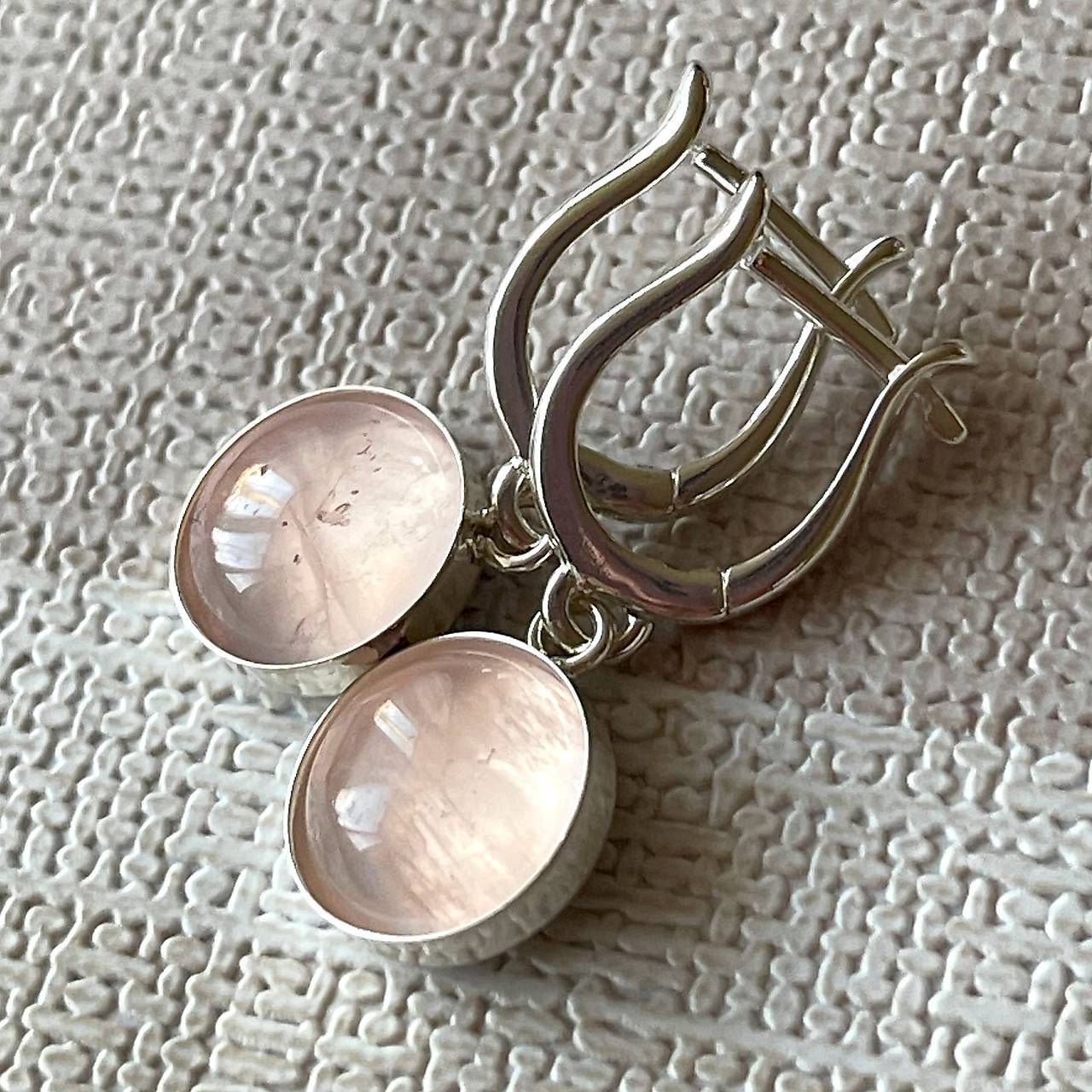 Rose Quartz AG925 Earrings / Strieborné náušnice s ruženínom A100