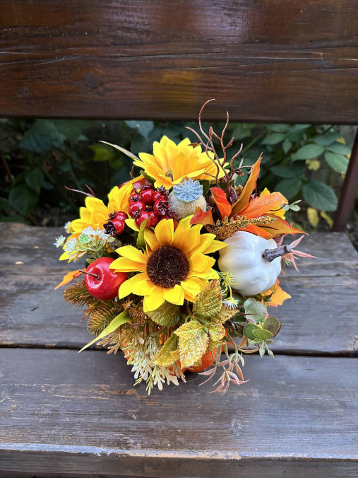 Dekorácie - jesenná dekorácia v tekvici - 17817926_