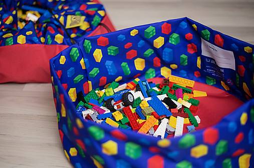 Detský textil - 1+1 grátis! Vak na LEGO®kocky a hračky modrý 43cm - 17817915_