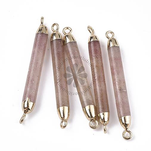 Minerály - (4918) Strawberry Quartz spojovníky, 45×5 mm - 1 ks - 17818599_