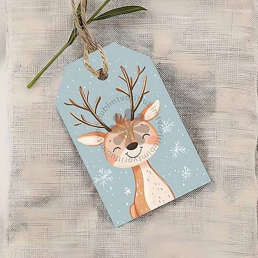 Obalový materiál - (4995) Menovka na darček, Vianoce, 50x95 mm - 8 ks - 17819567_