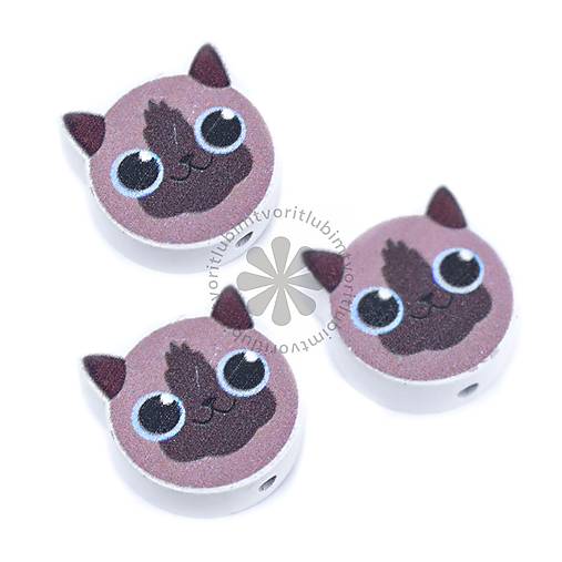 Korálky - (3230) Drevené korálky mačka, 18x20 mm - 1 ks - 17819734_