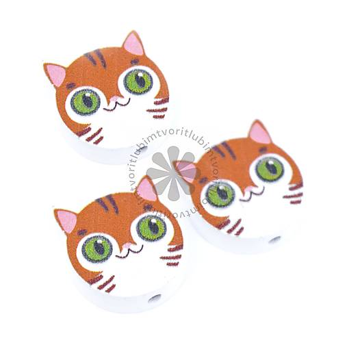 Korálky - (3231) Drevené korálky mačka, 18x20 mm - 1 ks - 17819739_