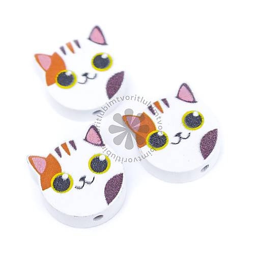 Korálky - (3238) Drevené korálky mačka, 18x20 mm - 1 ks - 17819745_