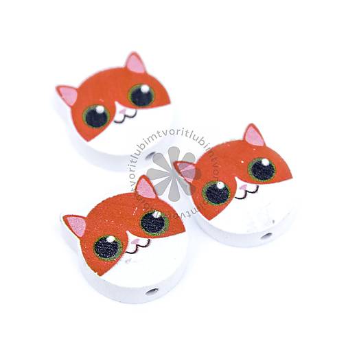 Korálky - (3258) Drevené korálky mačka, 18x20 mm - 1 ks - 17819757_