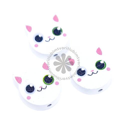 Korálky - (3259) Drevené korálky mačka, 18x20 mm - 1 ks - 17819761_