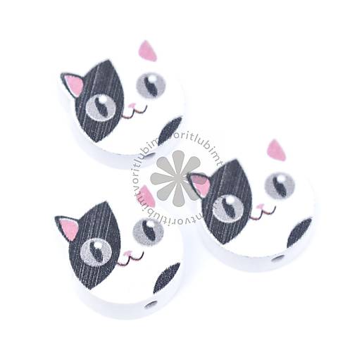 Korálky - (3261) Drevené korálky mačka, 18x20 mm - 1 ks - 17819777_