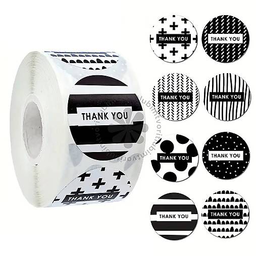 Papier - (3278 Samolepiace nálepky, „Thank You“, 25 mm - 1 rolka - 17819861_
