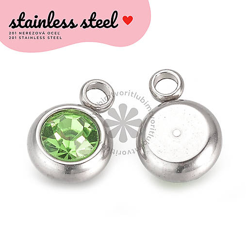 Komponenty - (3338) Prívesok so zirkónom, 8,5x6x3 mm - 1 ks - 17820574_