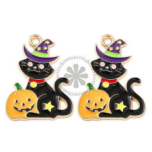 Komponenty - (6055) Halloween prívesok - mačka, 25x19 mm - 1 ks - 17820603_