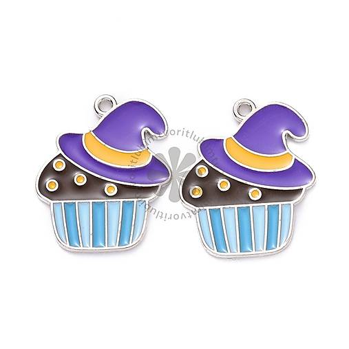 Komponenty - (5989) Halloween prívesok - klobúk s tortou, 22x18 mm - 1 ks - 17820611_