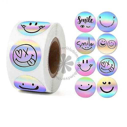 Papier - (6070) Nálepky, smile, 25 mm - 1 rolka - 17821357_