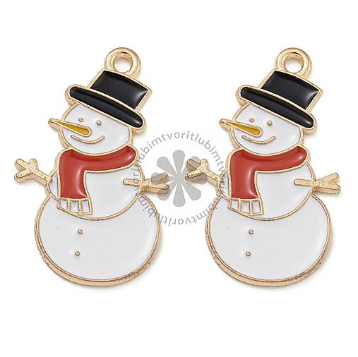 Komponenty - (6075) Vianočný snehuliak, 28x17 mm - 1 ks - 17821380_