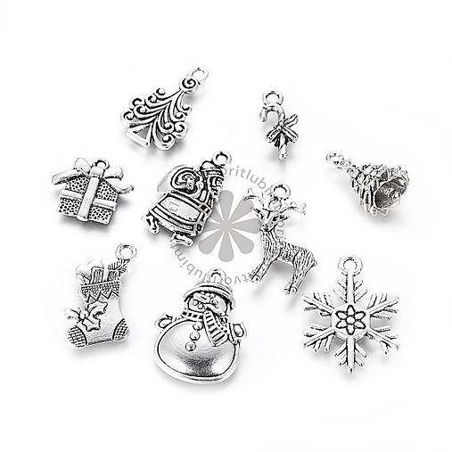 Komponenty - (6084) Prívesky Vianoce - 9 ks - 17821406_