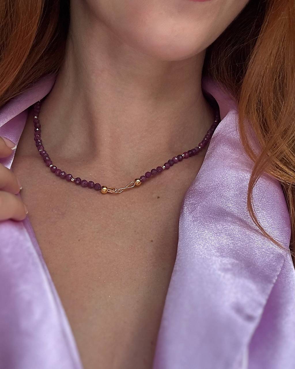 Náhrdelník Eternal Flame - Náhrdelník z Rubínu s 20 guličkami zo žltého zlata Au585