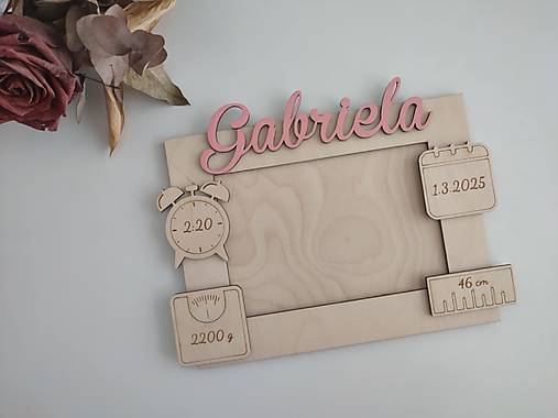 Rámiky - Drevený fotorámik s menom a údajmi o narodení dieťatka - 17820263_