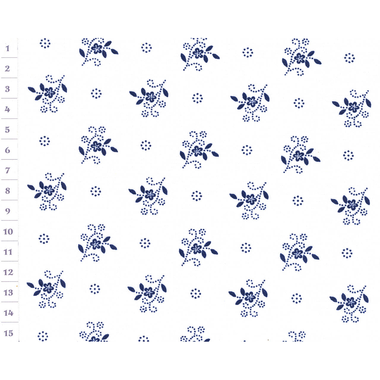 Bavlnená látka OAP White, Blue Flowers