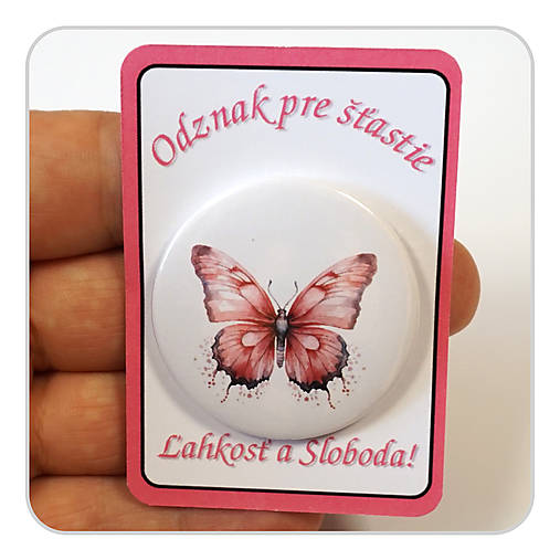 Brošne - Odznak - Motýľ pre šťastie 097 (Biela) - 17818964_