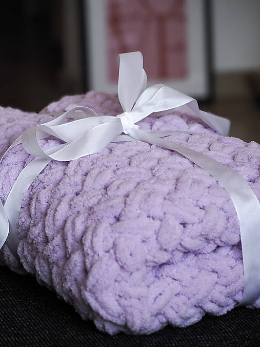 Úžitkový textil - Pletená deka Alize Puffy FIALOVÁ  - 17821483_