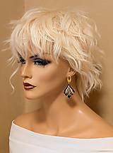 Náušnice - Napichovacie náušnice čierno-zlaté ornamenty, nerezová oceľ - 17820332_